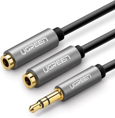 UGreen Koptelefoon splitter 20cm - Male naar 2x Female