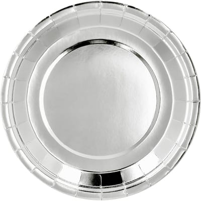Boland - Set 6 papieren bordjes zilver - Geen thema - NYE - Oudjaarsavond