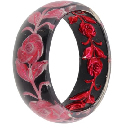 Behave – Armband – Zwart Rood – Flower Power – Nikkelvrij – Bloemen Bangle