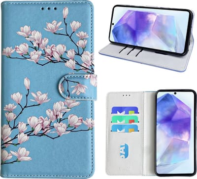 Hoesje geschikt voor Samsung Galaxy A55 Bookcase met blossom bloemen print
