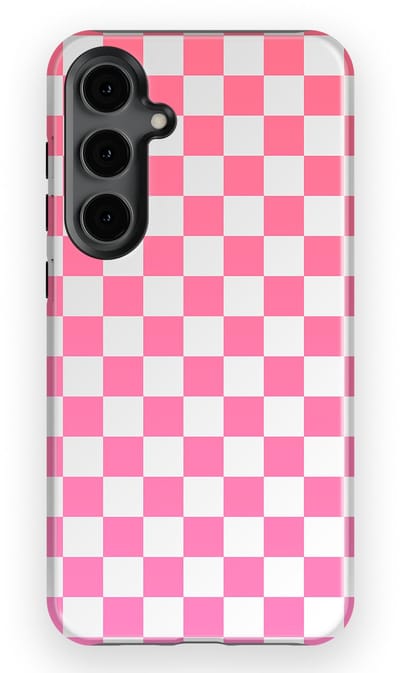 Design Hoesje Samsung Galaxy S24 Plus | Geschikt Voor Mag | Tiny Squares Checkered Print | Backcover Samsung Galaxy S24 Plus Pink Pop Grid