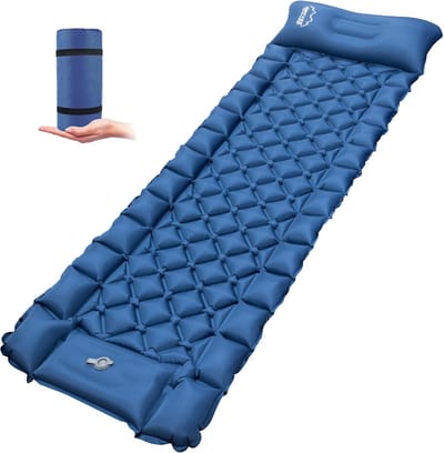 Dailygoods- Slaapmat Zelfopblazend - Ultralicht - Draagbaar - Anti-ripstop - Verdikte Slaapmat - Inclusief Kussen en Voetpomp - Luchtmatras