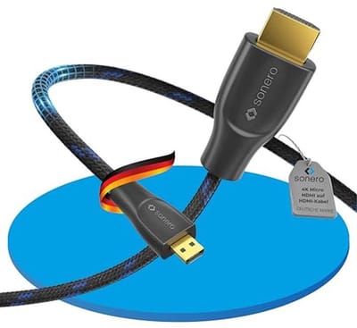 Premium High Speed Micro HDMI naar HDMI 4K-kabel - 0,50 m - Vergulde contacten, Dubbel Afscherming