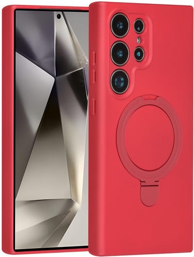 TUNIQ telefoonhoesje voor Samsung Galaxy S24 Ultra - MagSafe met ringstand - Rood