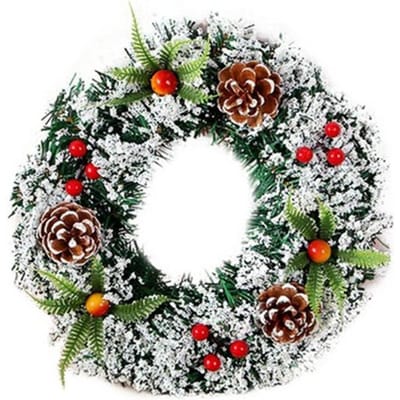 Couronne de Noël artificielle de 30 cm pour votre cérémonie de mariage devant votre porte d'entrée noir/gris