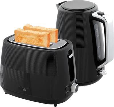 HOMCOM Waterkoker en broodrooster set Kunststof, staal 20,4L x 15,6B x 23,3H cm Zwart