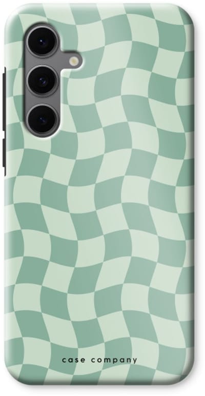 Case Company® - Hoesje geschikt voor Samsung Galaxy S24 FE hoesje - Grid Groen - Tough Case - Maximale Bescherming alle Kanten en Schermrand