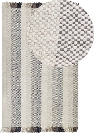 EMIRLER - Modern vloerkleed - Gebroken wit - 140 x 200 cm - Wol