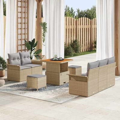 vidaXL - Tuinbank - Set - 8 - st - 7-Aantal - zitplaatsen - Beige - en - Lichtgrijs