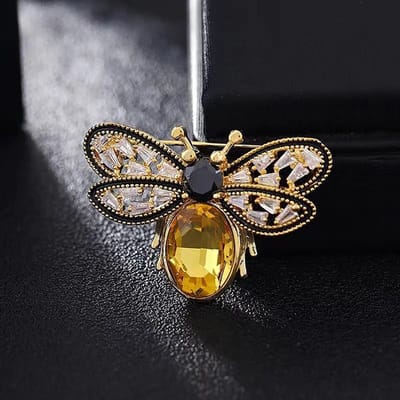 Broches vintage en forme d'abeille pour femme, accessoires de fête, pour vêtements, manteaux, écharpes jaune