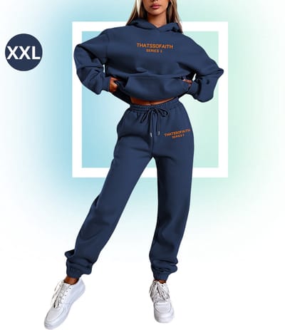 Livano Joggingpak Dames - Huispak - Trainingspak - Volwassenen - Capuchon - Jogging Pak - Joggingspak - Marineblauw - Maat XXL