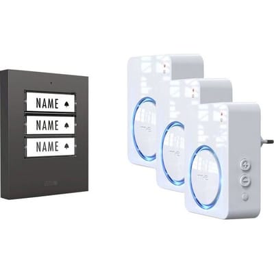 m-e modern-electronics 100169 Complete set voor Draadloze deurbel Verlicht, Reageert op deurbel, Met bewegingsmelder, Met naambord