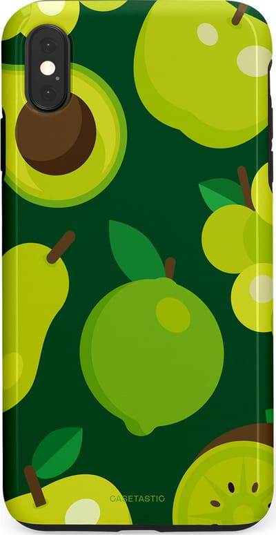 Casetastic Hoesje Geschikt voor Apple iPhone Xs Max - Stijlvolle Beschermende Duo-layer Case - Peren Appel Groen