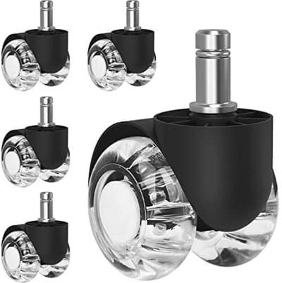 Duurzame bureaustoelwielen 50 mm - 5-delige set voor harde vloeren - Stille 360 graden rotatie