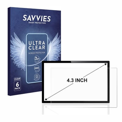 Savvies - Screenprotector voor Touch-Panel PC's met 4.3 inch-scherm [96.5 mm x 55.3 mm, 16:9] Folie Beschermfolie transparant 6 Stuks