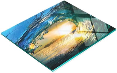 Gehard multifunctioneel decoratief glazen bord met oceaanmotief, 60x52 cm