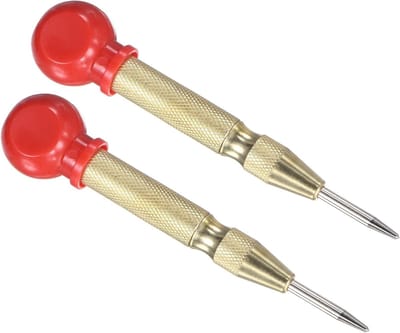 Set van 2 Automatische Center Punches, 133mm HSS Veerbelast Gereedschap voor Staal, Hout en Glas, Verstelbare Punch met Palm Pad en Ruitverbreker Functie