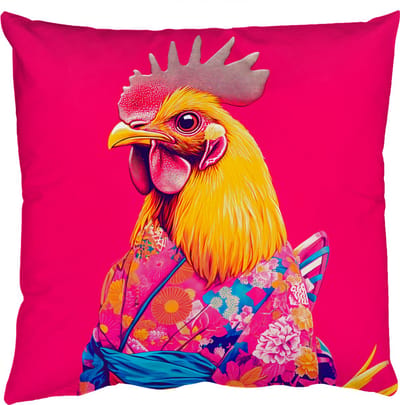 Sierkussens - Kussentjes Woonkamer - 50x50 cm - Haan - Kleurrijk - Kimono - Roze
