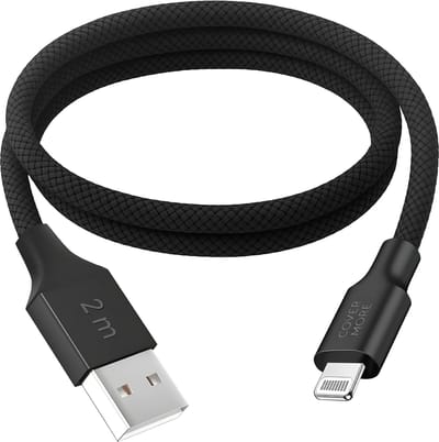 Lange usb oplaadkabel geschikt voor iPhone 14 13 12 11 x 8 7 plus pro max - Usb A naar Lightning - Oplader kabel - 2 meter - Lang - Stevig - Zwart