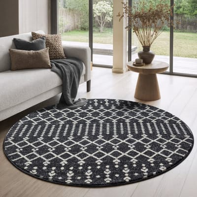Muratap Rond boho antik | laagpolig vloerkleed | modern tapijt | woonkamer, slaapkamer |
