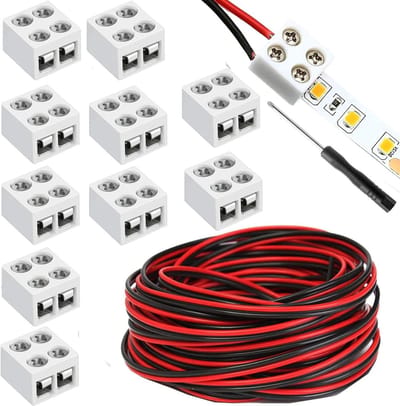 Runcci-yun 10x LED Strip Connectors met 5m Kabel en Schroevendraaier