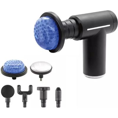 Pistolet de Massage Musculaire Professionnel avec Compresse Froide Chaude 6 Têtes Masseur Fitness Intelligent pour Relaxation Exercice Type C Charge noir
