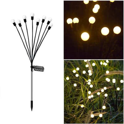 NAXSIR Solar Tuinverlichting (Set van 2) - 8 Heads - LED Warm White - Waterdicht - Ideaal voor tuinen, patio's, paden en feesten
