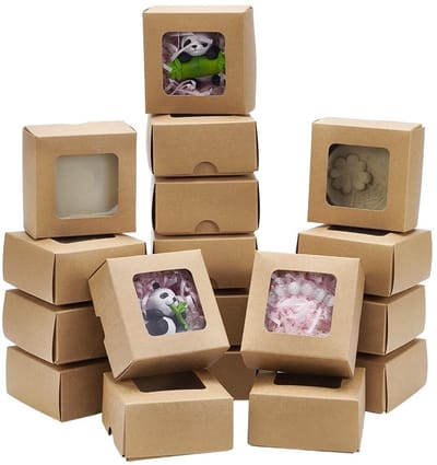 Dailygoods- Geschenkdoos 20 Stuks - Kraftpapier - Vierkant - Met Transparant Venster - Voor Bruiloftsgeschenken - Sieradenverpakking - Duurzaam Materiaal - Verpakkingsdozen