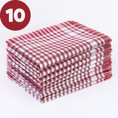 Tavas Theedoekenset Bordeaux Glazendoeken 47x67 cm - Set van 10 Horeca Kwaliteit Theedoeken Keukendoeken