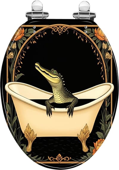 Decoratieve wc-bril - Toiletzitting hars - Badkamer decoratie - Natuurfotografie zwart wit - D-vorm - Patroon 10
