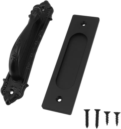 Dailygoods- Deurgrepen Heavy Duty - Zwarte Schuurdeurgrepen - Dubbelzijdige Deurklink - Eenvoudige Installatie - Metalen Materiaal - 6 mm Dikke Plaat - Deurknop