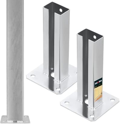 KOTARBAU® 2 Stuks Paalhouder, Gegalvaniseerd Staal, Paalvoet, 60 x 40 mm, om te Schroeven, Zilver, Paalsteun, Weerbestendig