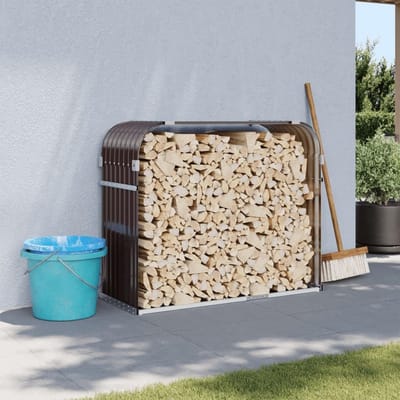 Houtopslag Rek - Brandhout Stapelaar - Buiten Haardhout - Verzinkt Staal - 120x45x100cm - Bruin
