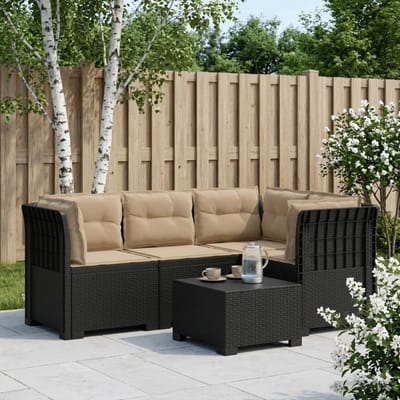 vidaXL - 4-Persoons - Tuin - Sofa - met - Kussens - Rattan - Look - PP - Antraciet