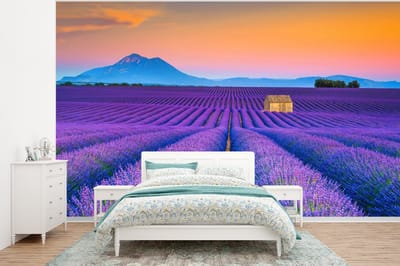 Behang - Fotobehang Lavendel - Paars - Bloemen - Breedte 400 cm x hoogte 300 cm