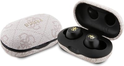 GUESS 4G Metal Bluetooth headphones with ENC docking station - pink