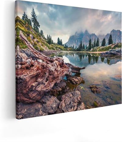 Artaza Canvas Schilderij Landschap - 50x40 cm - Wanddecoratie Bergen - Muurdecoratie Bos - Kamer Accessoires Bergmeer