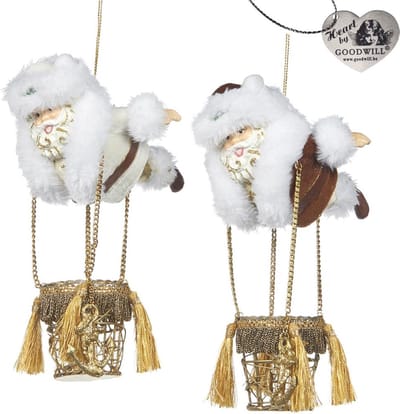Hanger - Kerstman met ballonmandje 13,33 cm (set van 2 stuks)