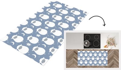 Keukenloper - Loper keuken - Schapen - Nacht - Maan - Patronen - 120x60 cm - Keukenloper vinyl