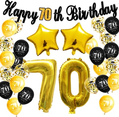 FeestmetJoep® 70 jaar verjaardag versiering & ballonnen - Goud & Zwart