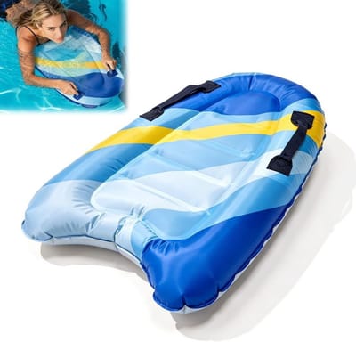Opblaasbaar Bodyboard voor Kinderen en Volwassenen, 75 x 65 cm, Draagbaar en Vouwbaar, Ideaal voor Strand, Zwembad en Watersporten, Leer Surfen in de Zomer