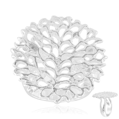Cavill - Zilveren ring - 925 sterling zilver - Opengewerkt filigraan koraal patroon - Handgemaakt - Elegante dames ring 17/18