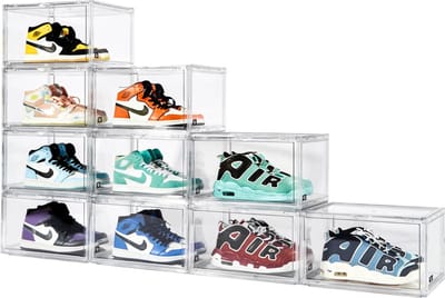 SNEAKERVAULT® Sneakerbox - 2 stuks - Transparant en Stapelbaar - Premium Schoenen Box - L36 x B27,5 x H22 cm - Opbergbox - Sneaker box