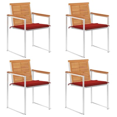 vidaXL - Tuinstoelen - 4 - st - met - kussens - massief - acaciahout