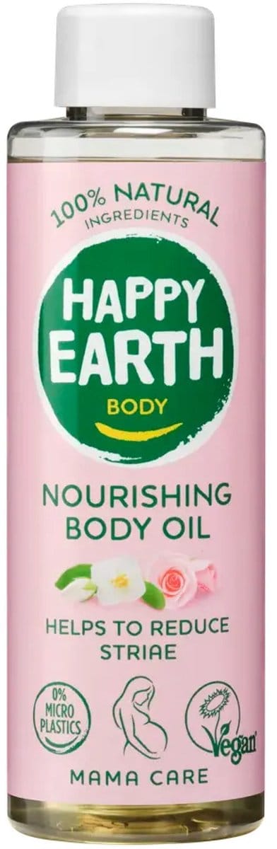 Happy Earth Mama Care Voedende Lichaamsolie - 100% Natuurlijke Ingrediënten - Zwangerschap - Striae Voorkomen & Verminderen - Zwangerschapsstriemen - Microplasticvrij - Vegan - 150 ml