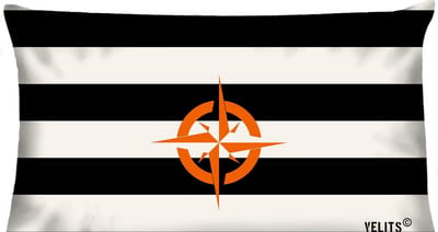 Buitenkussen OITNB oranje zwart water afstotend  40x60cm bootkussen streep anker