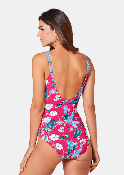 Badpak met hoge halslijn - roze / blauw / wit / gedess. - Gr. 42 B van Goldner Fashion