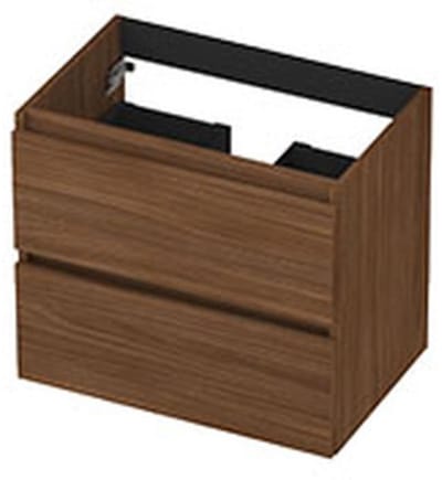 INK - Onderkast 2 Laden Greeploos met Houten Keerlijst - 600x400x520 Mm - Warm Walnoot