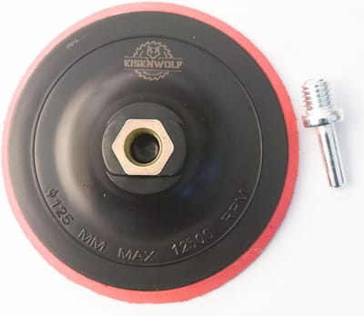 Schuurschijf met houder - Haakse slijpschijf - Metaalbewerking - M14 spanhouder - 125mm diameter - rood zwart