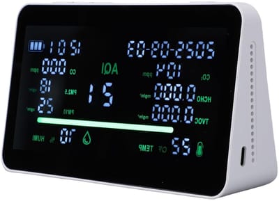 Luchtkwaliteit Tester - Monitor - Gezondheid Controleren - 11 Indicatoren - 20 Uur Batterij - Wit